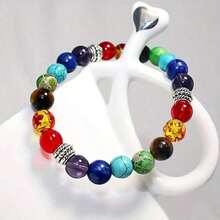 1pc Chakra Healing Energy Bracelet, Yoga Balance Bead Bracelet With Volcanic Turquoise, Jewelry Gift For Party - 彩色 - 查看 8