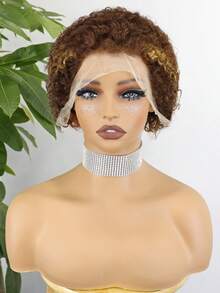 150% Density, Short Curly Wave Lace Frontal Wig - Natural Human Hair, 13x4 Glueless Front, Elegant Pixie Cut Style, Versatile, 6 Inch, Short Curly Wig Curly Wave Lace Front Human Hair Wig For Women Chic Pixie Cut Bob Wig For Women - Halloween Pre-Plucked With Youngsters Hair, Short Curly Human Hair Pixie Cut Wig Human Hair Short Bob Human Hair Wigs Pre Plucked Short Curly Human Hair Wigs Pixie Cut With Baby Hair Pixie Cut Bob Wig