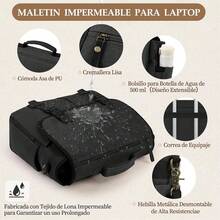 Lubardy Portafolios para Hombre Gran Capacidad Portafolio para Laptop 15.6 Pulgadas Maletín Hombre Maletin Laptop Lona con Bandolera Ajustable,Negro - Negro - Ver 12