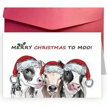 1 pièce, Carte de Noël drôle avec vache, Cadeaux de Noël mignons pour les amateurs de vaches, Idées de cadeaux de Noël humoristiques pour les amis, Cartes de Noël joyeuses Cadeaux pour papa, maman, frère, sœur, amis - Taille Unique - Voir 7