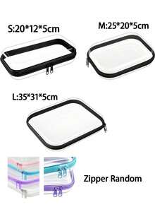 Transparent Hard Zipper Protective Case Hard Plastic Zipper Bag Cloth Bag Transparent Zipper Bag Plastic Storage Box Portable Travel Box, Black Toy Building Block Storage Bag, Digital Product Storage - Multicolor - View 11