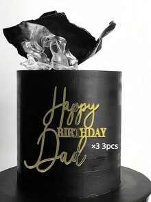 3 phụ kiện trang trí bánh sinh nhật bằng acrylic màu vàng kim - Dùng để trang trí tiệc sinh nhật bố, mẹ, Ngày của Mẹ, Ngày của Cha và các dịp lễ kỷ niệm gia đình. Tự tay trang trí bánh. - phong cách E - Xem 10