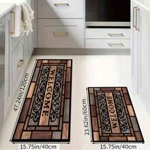 1pc Vintage-Style Doormat, High-Quality Faux Wood Grain Entrance Mat, Non-Slip Backing, European-Style Home Decor Porch Mat, Elegant Entryway Accessory Suitable For Kitchen, Dining Room, Living Room, Foyer, Outdoor Use