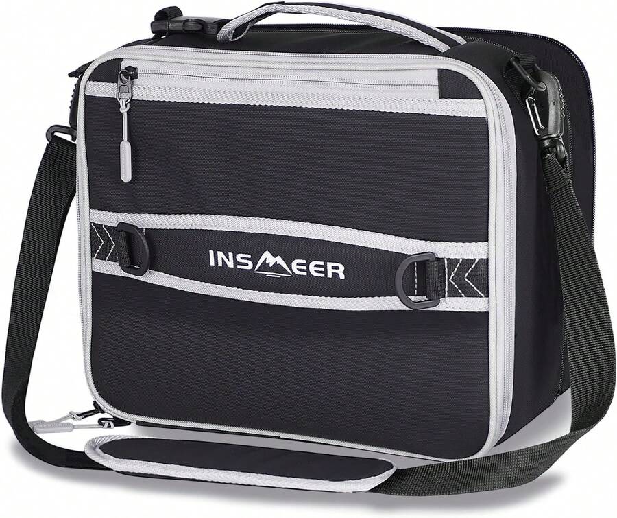 INSMEER Bolsa de Almuerzo Plegable Grande - 32 Latas\/16L, Lonchera Termica para Impermeable y A Prueba de Fugas, Bolsas Termicas Reutilizable para Trabajo, Oficina, Viajes, Unisexo - Gris - Ver 1