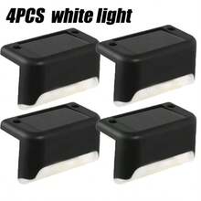 4/8/12 件太阳能楼梯灯，户外楼梯照明，半嵌入式安装，光传感器控制，镍电池，塑料灯罩，太阳能充电，可拆卸灯具，含硬件