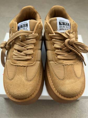 Zapatillas de deporte con cordones de diseño mate vintage, zapatos de plataforma con suela gruesa de cuero auténtico de nicho