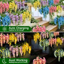 10Pcs Solar Wisteria Flower LED Light, Outdoor Garden Patio Decorative Lamp, 52pcs Beads, Dual Mode (Normal & Blinking), Plastic Material, Light Sensor Control, Removable Photovoltaic, Solar Charging Nickel Battery, Outdoor Illumination|Vibrant Garden Decor|Realistic Flower Shape, Solar Garden Lights(Pink, Blue, Yellow, Purple) - 紫藤花 - 查看 3