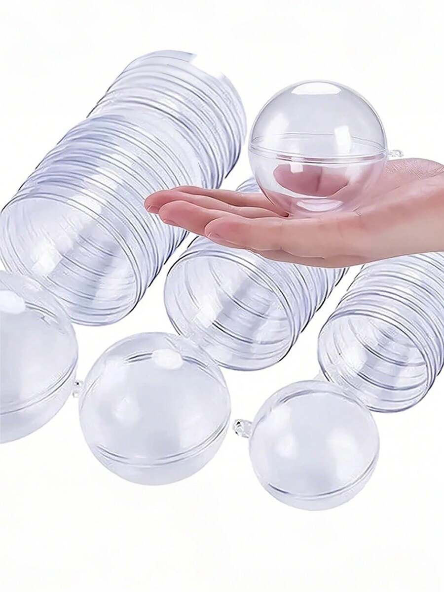 5 pezzi Palline di plastica trasparenti fai-da-te per riempire, ornamenti decorativi appesi, scatole aperte per albero di Natale, regali per matrimonio, festa, decorazione natalizia per la casa
