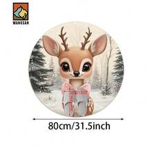 1pc Christmas Red Bathroom Anti-Slip Mat, Flannel Material, Round Floor Mat, Plush Decoration, Suitable For Bathrooms, Doors, Kitchens, Living Rooms And Other Occasions, Machine Washable, Anti-Slip, Christmas Decoration, Can Be Given As A Gift - Multicolor - View 12