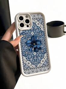 Husă de telefon cu model de covor de lux, model floral, potrivită ca și cadou pentru iubit, prieten, iubită, familie, frate, coleg, soră/soră, cupluri, coleg de clasă, profesor, ziua de naștere, sărbători. Husă mată, moale, anti-praf și anti-apă, compatibilă cu 13/16/15/14/13/12/11/Pro/ProMax/X/XR/XS/7/8/PLUS.