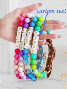 1 pièce Colliers pour animaux de compagnie personnalisés avec perles, colliers d'identification personnalisés pour chat, chien, chiot, à la mode, simple, mignon, élégant, coloré et unique, nom/ID de chien personnalisé, pour les amateurs d'animaux de compagnie, anniversaire d'animal de compagnie, anniversaire, pendaison de crémaillère, accessoire photo, esthétique, prêt à offrir - Multicolore - Voir 11