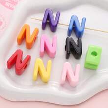 20pcs Multicolor Large Hole Acrylic Letter Beads, Handmade Decorative Letter Spacer Beads For Necklace Accessories, DIY Jewelry, Phone Chain, Jewelry Making, Beading Supplies - DIY - View 21