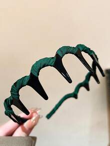 3 pezzi Fasce per capelli in tessuto con corona alta, colori nero/cachi/verde, con bordo dentellato antiscivolo da 5,11 pollici/13 cm, stile minimalista alla moda, carino, casual, elegante, retrò, adatto per uso quotidiano, trucco, bagno, pendolarismo, vacanza, scuola, festa, regalo, fascia per capelli