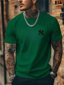 Kit Of 3 Men's Round Neck T-Shirts, 30.1 Yarn Shirt, 100% Cotton Blouse, Comfortable, Immediate Shipping - 軍綠色 - 查看 2