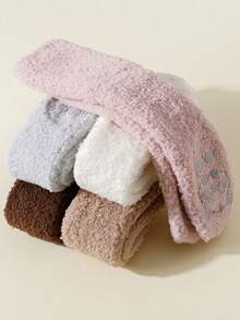 3 Pairs Baby Thick Fleece High Socks, Panda Grip Bottom Floor Socks, Warm For Autumn/Winter, Suitable For Below 5 Degrees - Multicolor - View 2