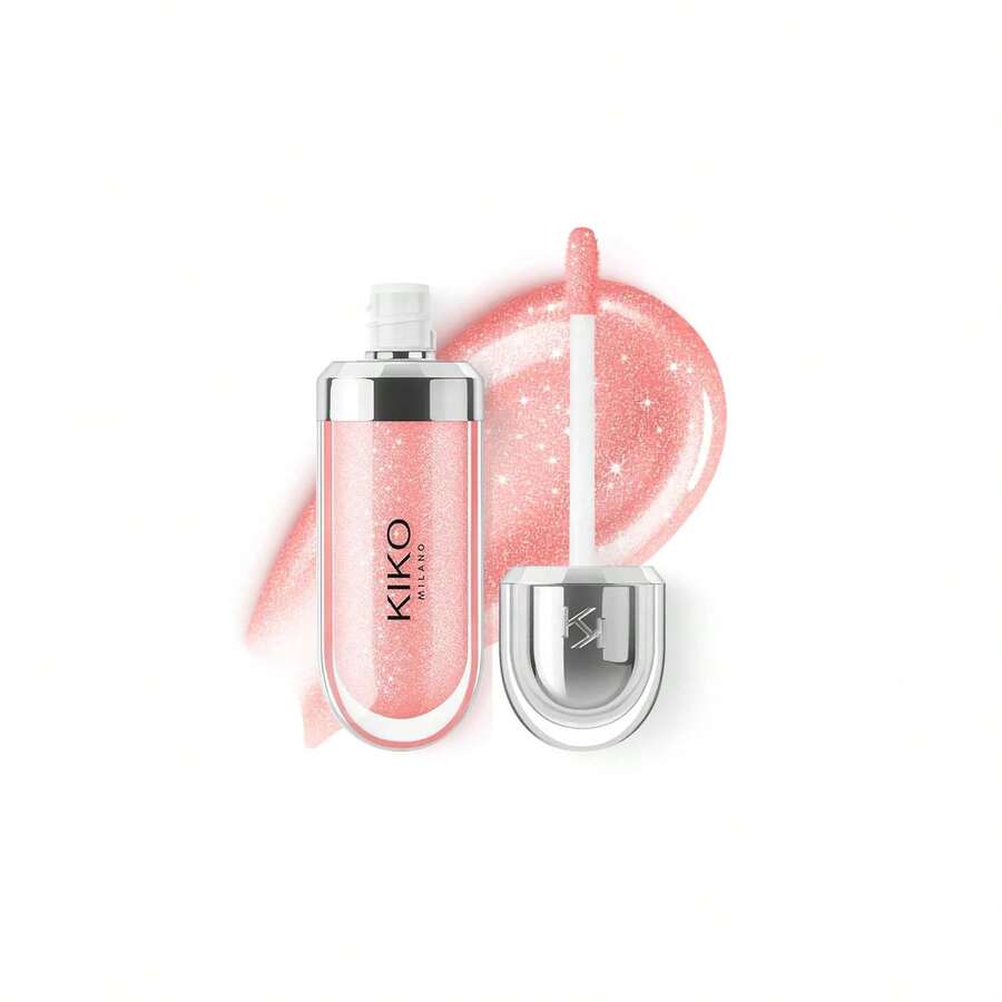 KIKO MILANO - Brillo de labios 3D Hydra Suavizante para un look 3D | No comedogénico | Maquillaje profesional | Hecho en Italia - 04 Rosa Melocotón Perlado - Ver 1