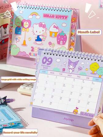  1-Pack. 2026 Calendar/Desk Calendar. Date (October 2025 - December 2026). Student Index Memo, Office Desk Ornament, Sanrio Calendar. Hello Kitty, Kuromi, My Melody, And Big Eared Dog. Desktop Calendar.