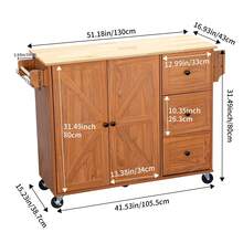 Brown Mobile Kitchen Island Cart!2 Adjustable Shelves + 3 Drawers + Spice Rack-Lockable Wheels, Perfect As Coffee Bar Storage Cabinet KitchenStorageCart CoffeeBarEssentials - Brown - View 7