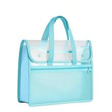 Large Capacity Student PP Twill Handbag, Portable Tote Bag With Mesh Double Layer Transparent School Supplies Bag