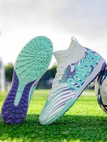 1 Pair Recommended Football/Soccer Shoes For Men, Women, Youth, With Long Studs For AG, Short Studs For TF, Anti-Slip, High-Top, Durable, Suitable For Daily Grass Field Football/Soccer Training And Matches, All Seasons - White - View 6