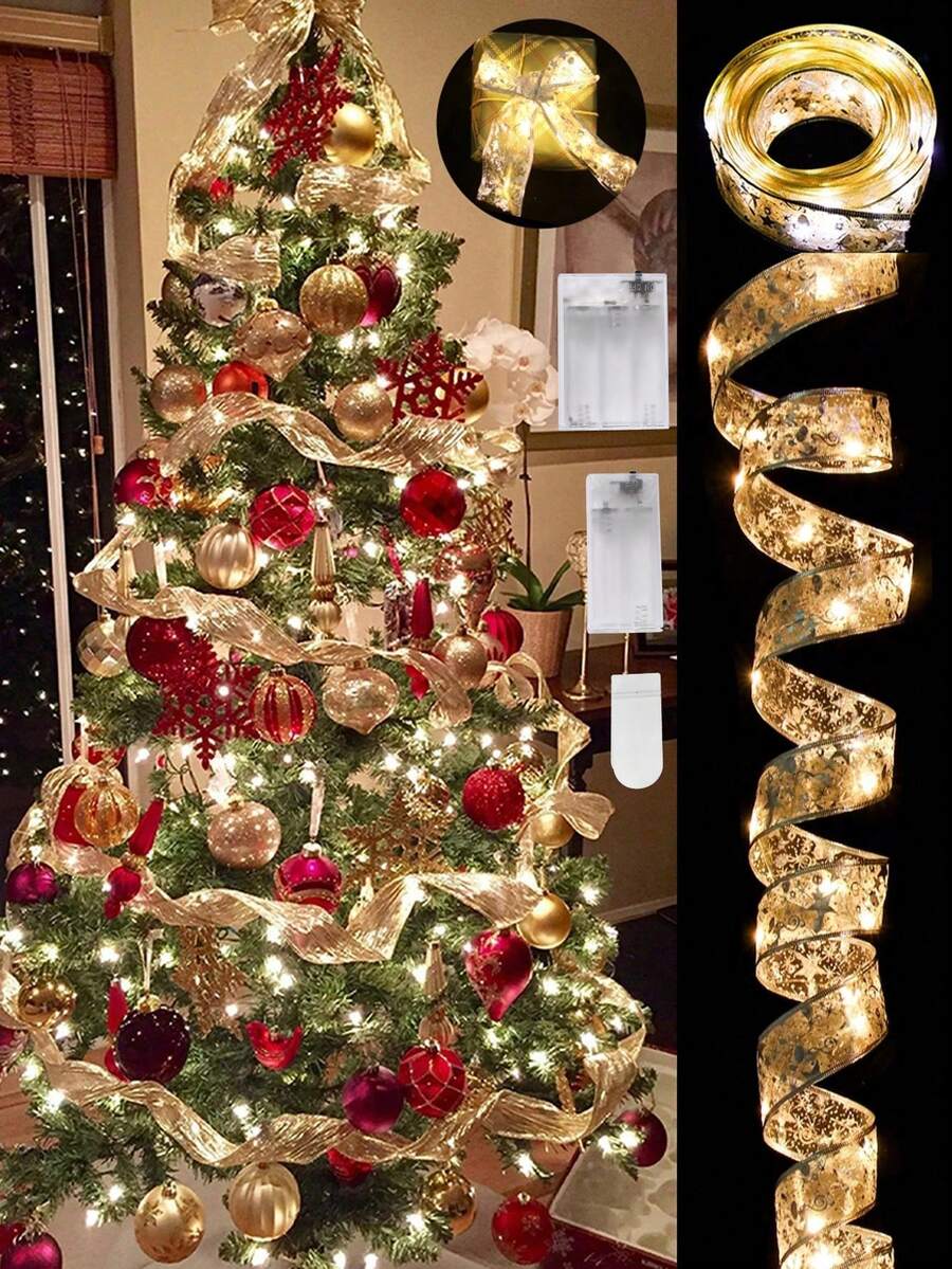 Decoraciones de árbol de Navidad 2025, Luces de cinta para árbol de Navidad de 1-10M, alimentadas por batería (excluyendo la batería) para fiesta de Navidad 2026, decoraciones de árbol de Navidad, Decoración navideña feliz para el hogar 2026, Regalos de Año Nuevo 2026, Luces para árbol de Navidad, boda, cumpleaños, fiesta, hogar, vacaciones, picnic, granja y otras ocasiones festivas