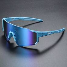 1 Pair Fashionable Shield Frameless Sunglasses, Solid Color Contrast, Suitable For Commuting, Cycling, Unisex, Lightweight & Transparent, All Season