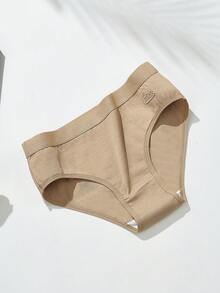 5pcs/Pack Women's Cotton Underwear, Simple Solid Color Mid-Rise Full Coverage Triangle Panties