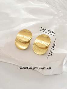 1 Pair Layered Round Hoop Earrings, Elegant Gold-Tone With Refined Textured Surface, Chic And Stylish Accessory - Yellow Gold - View 5