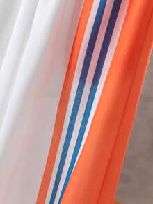 2pcs Women Casual Striped Print Off Shoulder Top With Slit Sleeve And Wide Leg Pants, Bohemian Style - Orange - View 10