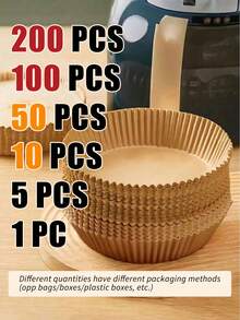 200/100 Pieces 8"/6.3" Disposable Air Fryer Mat, Square/Round Air Fryer Paper Liners, Paper Bowl For Basket, Baking Tray, Oven Accessories, Cooking Tools, Kitchen Utensils, Kitchen Accessories