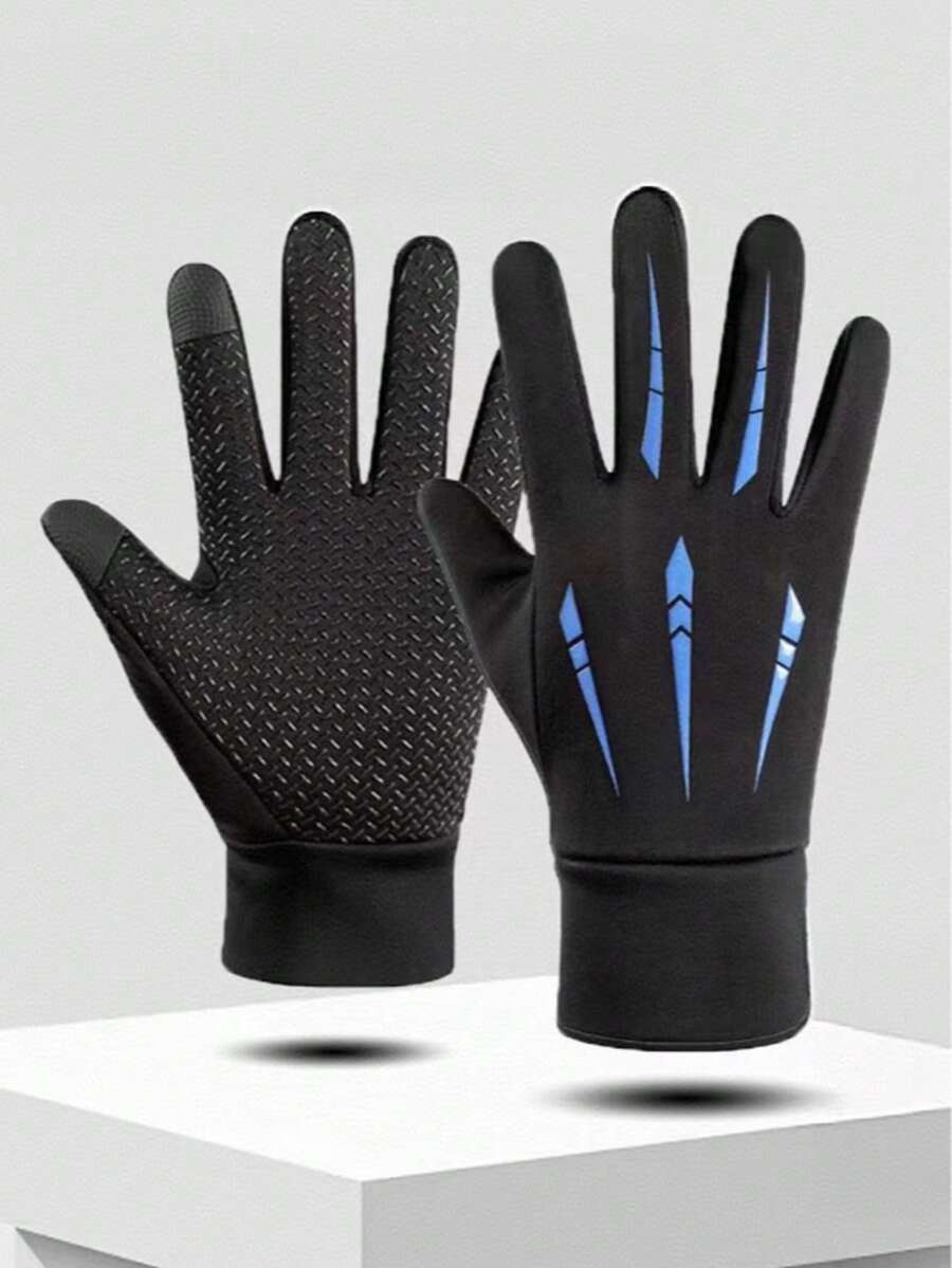 1pc New Windproof Waterproof Warm Motorcycle Winter Riding Gear Cycling Full Finger Touchscreen Gloves For Men - Multicolor - View 1
