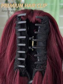 Accessorio per capelli a forma di artiglio per coda di cavallo, colore rosso vino, parrucca sintetica a onde profonde resistente al calore da 28 pollici, adatta per feste di Natale, Ognissanti e uso quotidiano delle donne