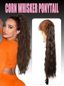 Synthetic 24 Inch Women's Rubber Band Style Corn Whisker Ponytail, Suitable For Women's Daily Wear