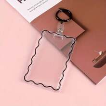 Transparent Acrylic Card Holder With Keychain, Durable Protective Cover, Suitable For Student ID, Meal Card, And Office Supplies, Plastic Material