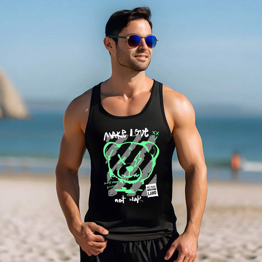 CAMISETA OLIMPICA DEPORTIVA GYM URBAN CASUAL OSOS URBANOS CALACAS CHIDAS ANIME ROCK OH402 - Negro - Ver 1