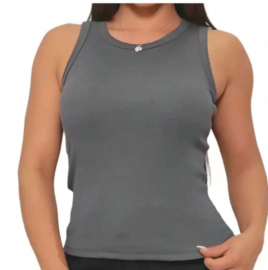 Women's Ribbed Tank Top Candy Blogger Fashion - Gris - Ver 1