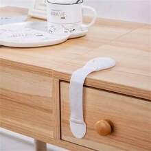 5pcs White Child Safety Cabinet Locks, Baby Proofing Drawer Door Cabinet Locks, Plastic Door Locks (The Product May Have Slight Color Difference Due To Photography, Lighting, Display, Etc. Please Refer To The Actual Product.) - Apricot - View 7