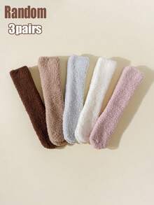 3 Pairs Baby Thick Fleece High Socks, Panda Grip Bottom Floor Socks, Warm For Autumn/Winter, Suitable For Below 5 Degrees - Multicolor - View 12