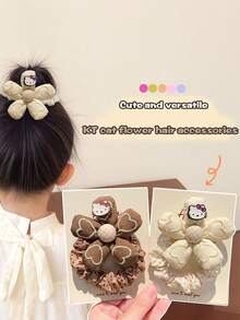 Sanrio Süße Schleife Stoff Kinder Haarband Haarschmuck Mädchen Haarseil Stirnband Kaffeefarbe Blumenball Stirnband