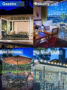 One-Piece Set, 100/200/300 LED Solar-Powered Outdoor String Lights, Solar-Powered Copper Wire Fairy Lights With 8 Lighting Modes, Perfect For Weddings, Parties, Balconies, Terraces, Tents, Eaves, Camping, Gardens, Trees, And Patio Decorations. - Multicolor - View 4