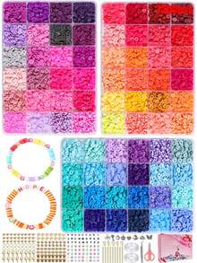 2400 Stücke/4800 Stücke/7200 Stücke/9600 Stücke/12000 Stücke weiches Ton Perlenset, Cut Out Perlendesign, geeignet für DIY Halsketten, Armbänder, Dekorationsperlen, handgemachte Geschenke für den Alltag, Abschluss, Feste, Partys - Polymer-Ton - Übersicht 2