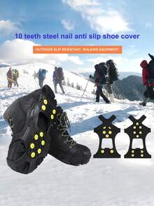 1 paire de crampons anti-dérapants à 10 dents pour l'extérieur, convenant aux hommes, aux femmes et aux personnes âgées. Grips en silicone légers pour surfaces glacées. Idéal pour le port en salle de sport pour femmes, leggings. - Multicolore - Voir 2