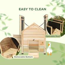 PawHut Wooden Duck House, Poultry Coop With Double Doors, Openable Roof - Màu vàng - Xem 2