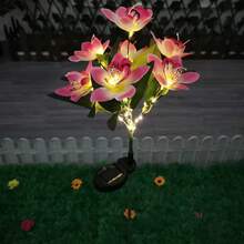 1/2/4PCS Solar Lights Outdoor Garden Decor - Upgraded Solar Garden Lights With 7 Powered Orchid Lights, Solar Outdoor Lights Solar Decorative Lights For Garden, Patio, Yard, Gifts For Mother(Pink, White, Orange, Yellow, Red, Purple) - 蘭花 - 查看 12
