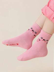 5 Pairs Girls Thick Warm Mid-Calf Socks, Cute Cartoon Ruby Design Kids Baby Socks - Multicolor - View 3