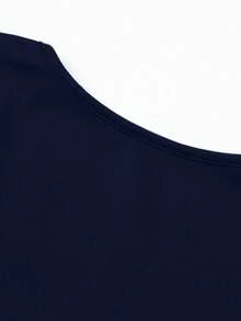 Áo nữ AiTyi, kiểu dáng thoải mái, màu trơn, ôm sát, thời trang tối giản, phong cách Y2K đa năng, phù hợp cho lễ tốt nghiệp, lễ hội hóa trang, lễ Phục sinh, lễ hội âm nhạc, mùa xuân và mùa đông, áo thun cổ tròn co giãn. - Màu xanh nước biển - Xem 7