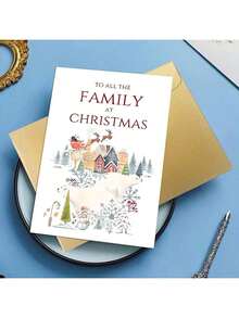1pc Interesting Christmas Greeting Card With "Merry Christmas To All Families" Text, Decorated With Christmas Elements To Express Warm Christmas Wishes To The Recipient, A Great Gift For Family And Friends On Christmas And Other Special Occasions. - Multicolor - View 4