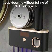 Intelligent UV Toothbrush Sanitizer Holder And 5 Slots Toothbrush Holders, Toothbrush Holder Wall Mounted With Toothpaste Dispenser, USB/Solar Rechargeable Toothbrush Sterilizer, Bathroom Toothbrush Sanitizer, Without Drilling Home Bathroom Decor Fall Decor Back To School - Nhiều màu - Xem 5