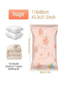 3个/1个真空收纳袋，节省空间的真空密封袋，樱花图案太空袋，用于衣服、被子、毛毯、床上用品的真空密封袋