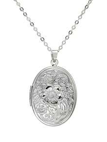 1pc Cross-Border Hot Selling DIY Accessory Oval Engraved Pendant, Openable Necklace Charm For Women